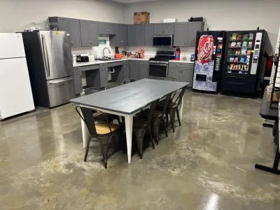 Cleaned commercial breakroom with a polished floor